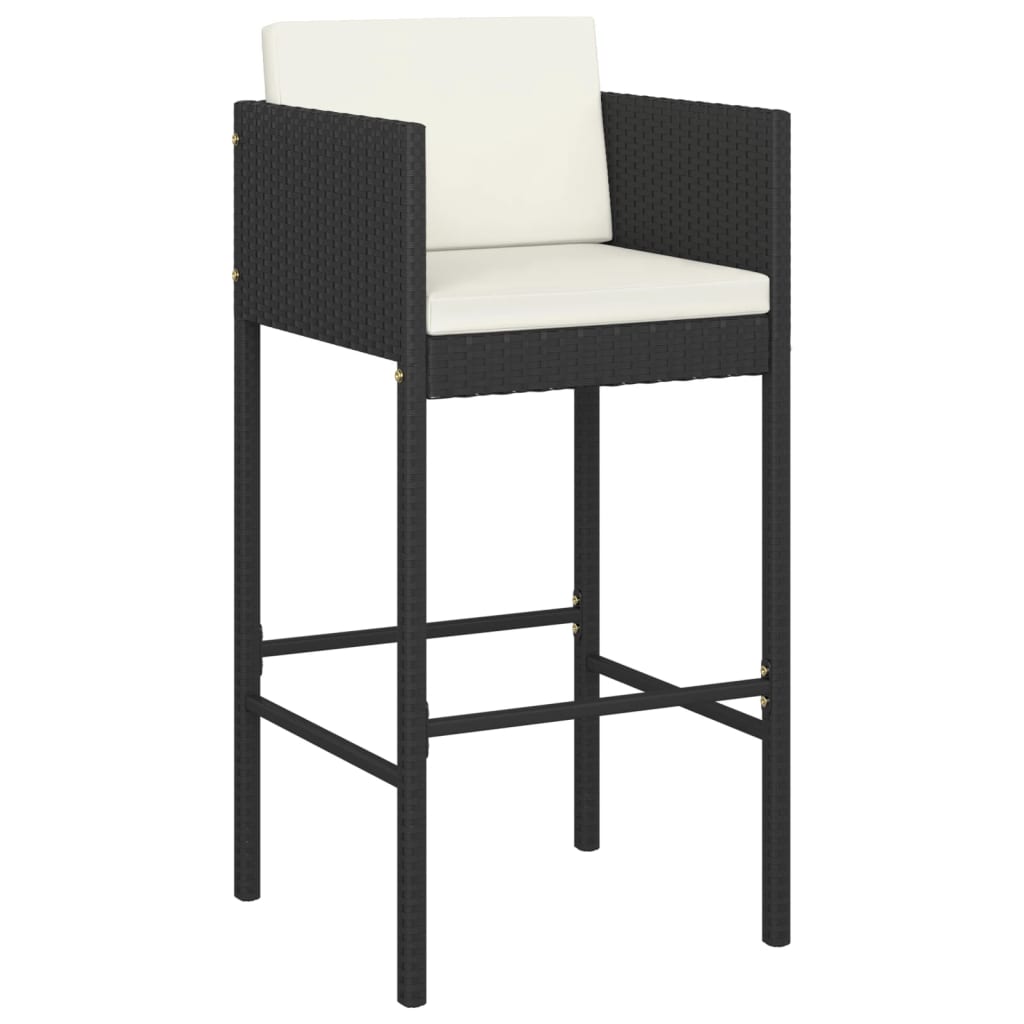 vidaXL Scaune de bar cu perne, 2 buc., negru, poliratan vidaXL Scaune de bar cu perne, 2 buc., negru, poliratan