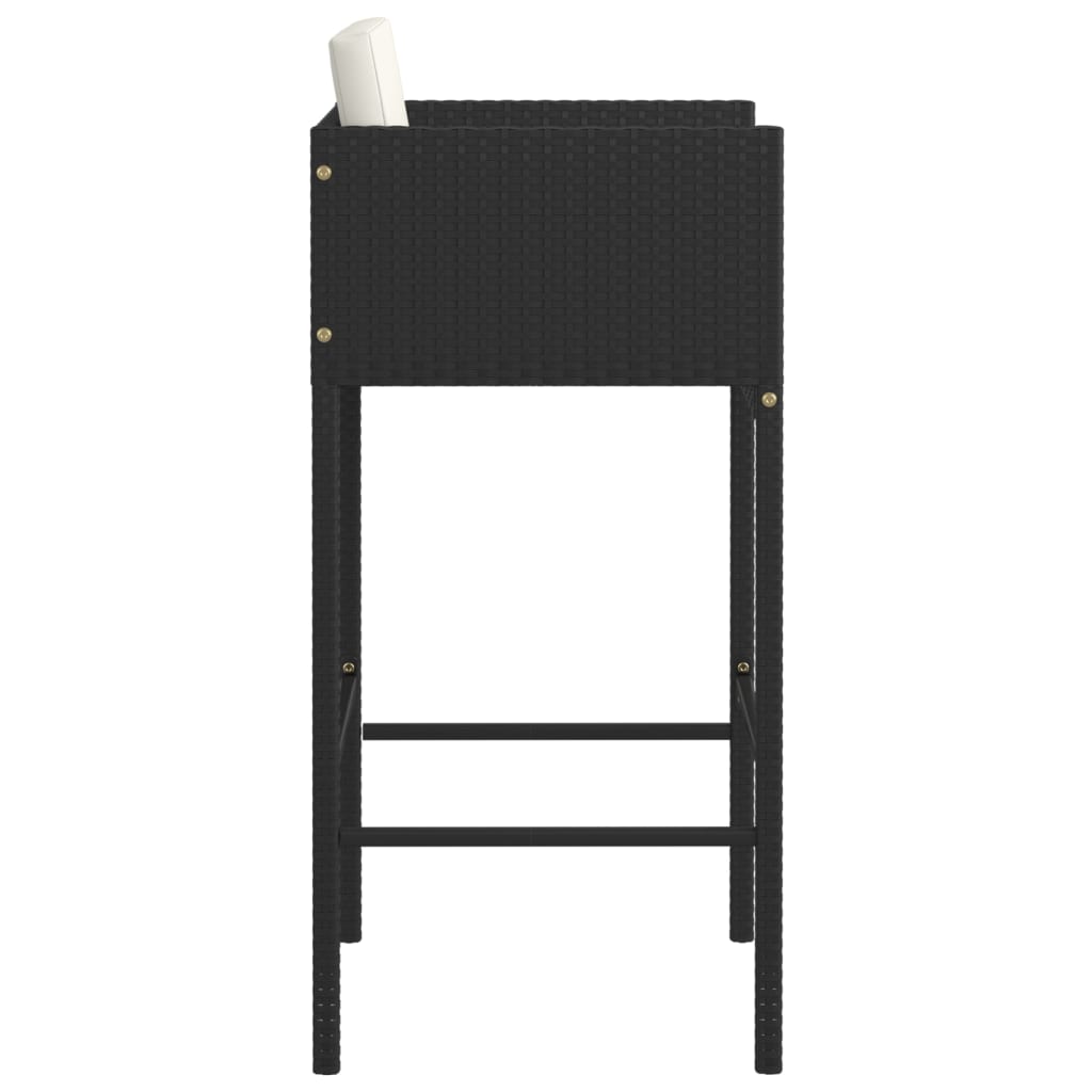 vidaXL Scaune de bar cu perne, 2 buc., negru, poliratan vidaXL Scaune de bar cu perne, 2 buc., negru, poliratan