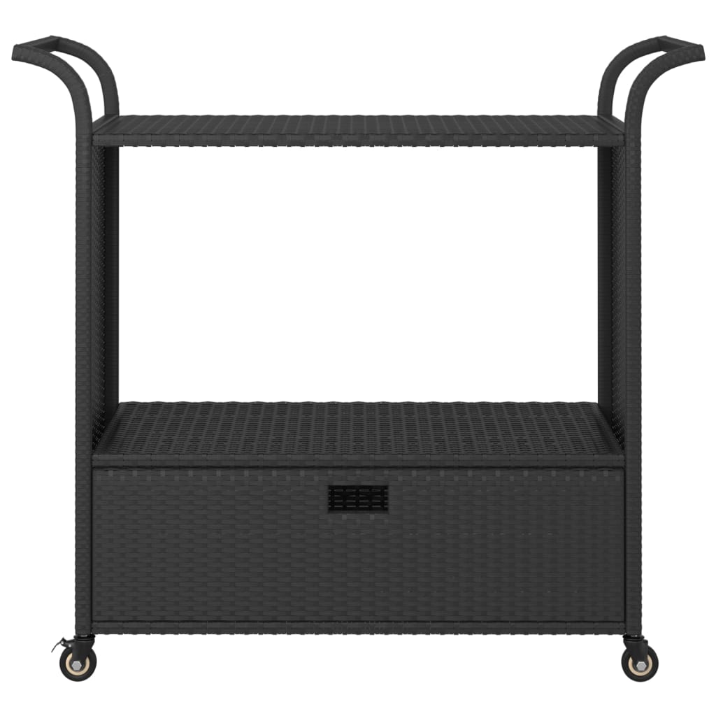 vidaXL Cărucior de bar cu sertar, negru, 100x45x97 cm, poliratan