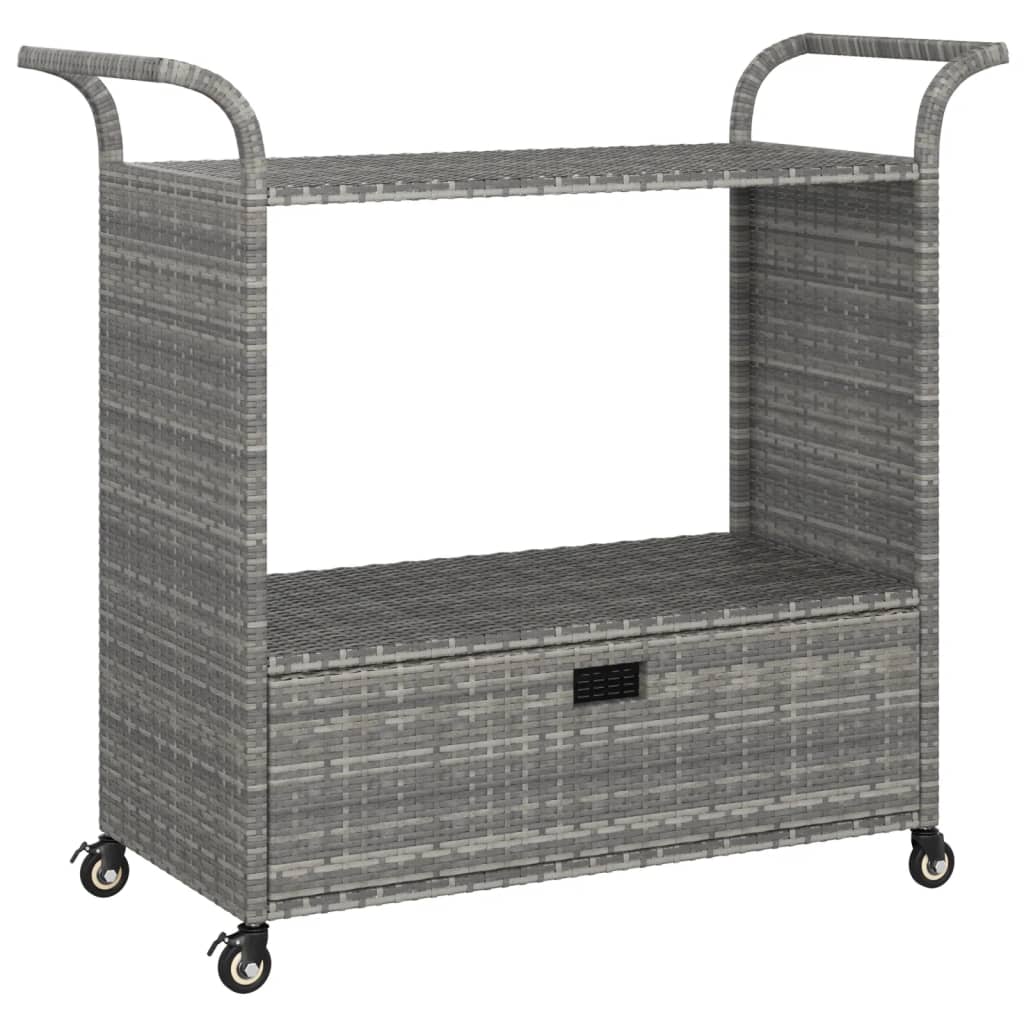 vidaXL Cărucior de bar cu sertar, gri, 100x45x97 cm, poliratan vidaXL Cărucior de bar cu sertar, gri, 100x45x97 cm, poliratan