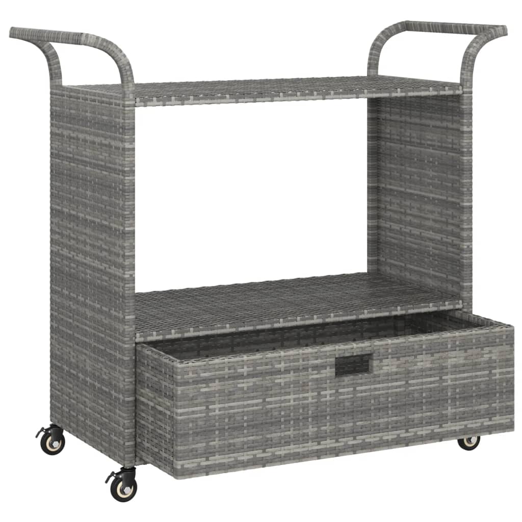vidaXL Cărucior de bar cu sertar, gri, 100x45x97 cm, poliratan vidaXL Cărucior de bar cu sertar, gri, 100x45x97 cm, poliratan
