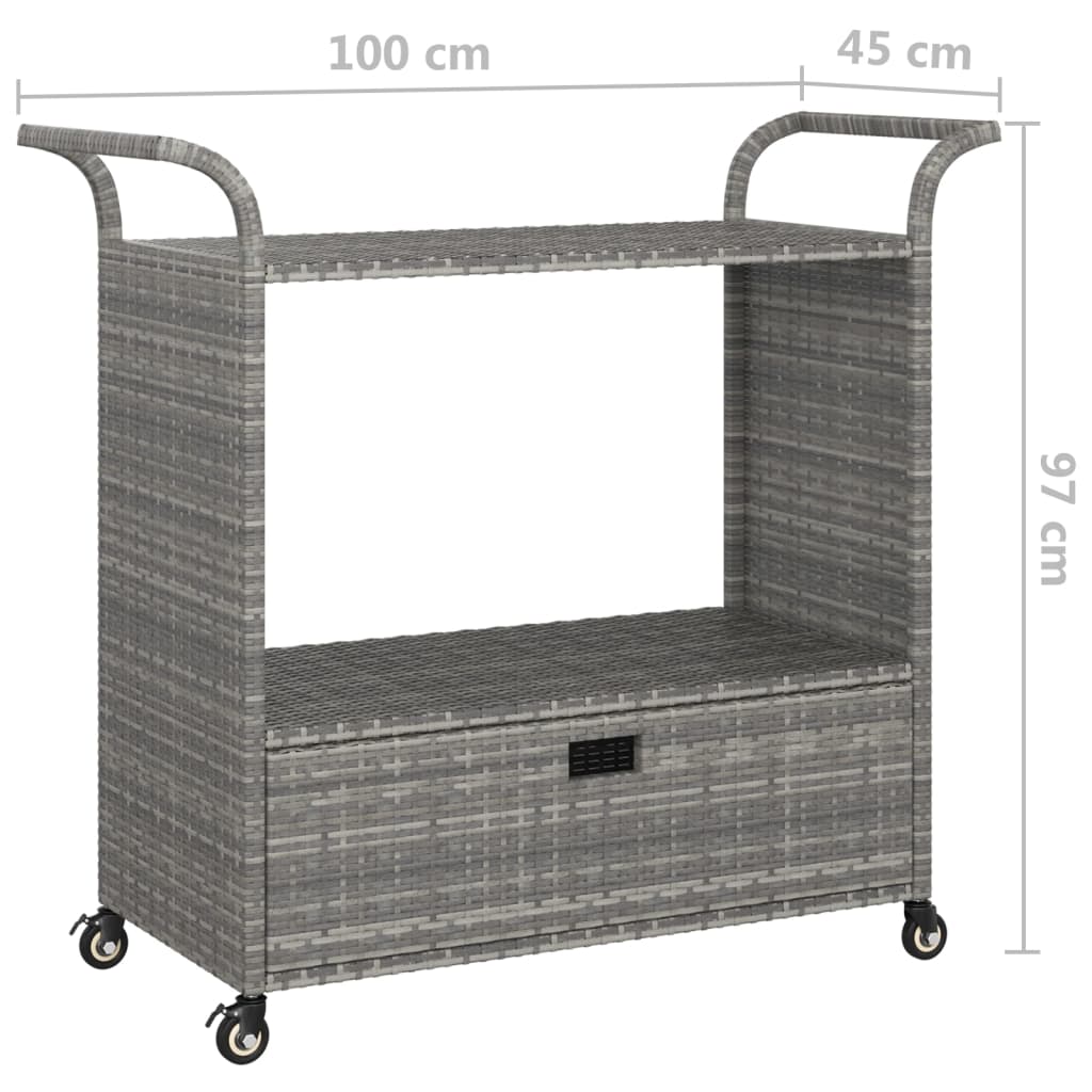 vidaXL Cărucior de bar cu sertar, gri, 100x45x97 cm, poliratan vidaXL Cărucior de bar cu sertar, gri, 100x45x97 cm, poliratan