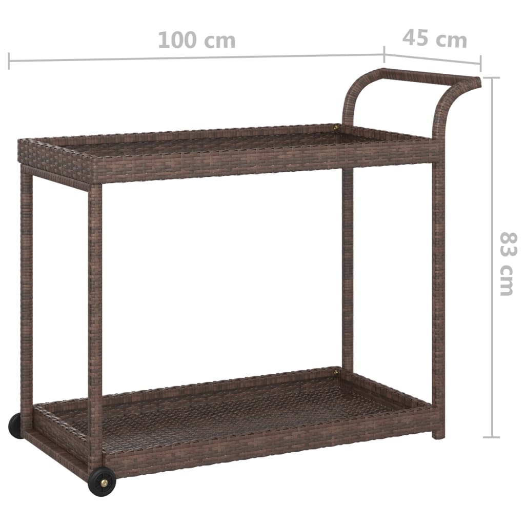 vidaXL Cărucior de bar, maro, 100x45x83 cm, poliratan