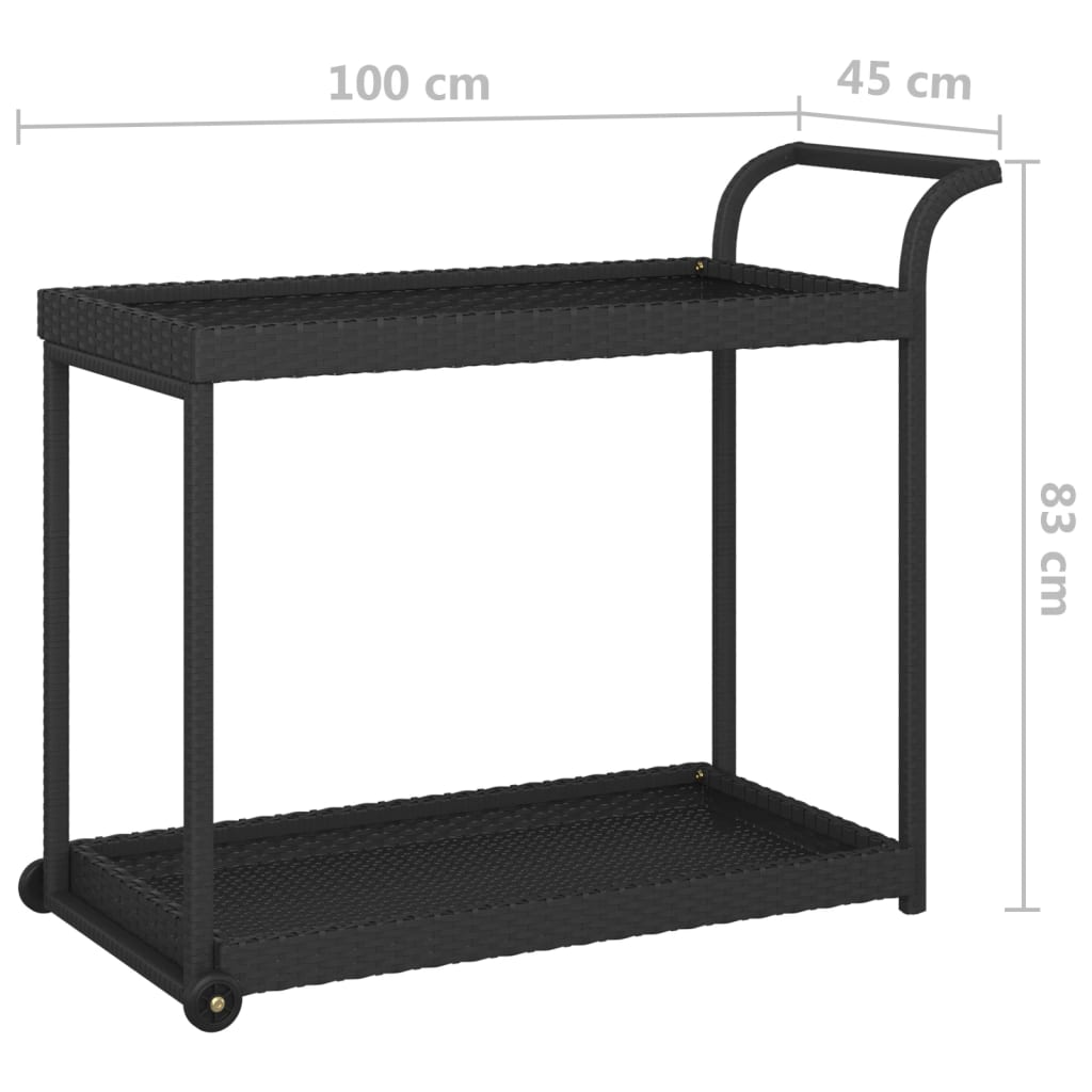 vidaXL Cărucior de bar, negru, 100x45x83 cm, poliratan vidaXL Cărucior de bar, negru, 100x45x83 cm, poliratan