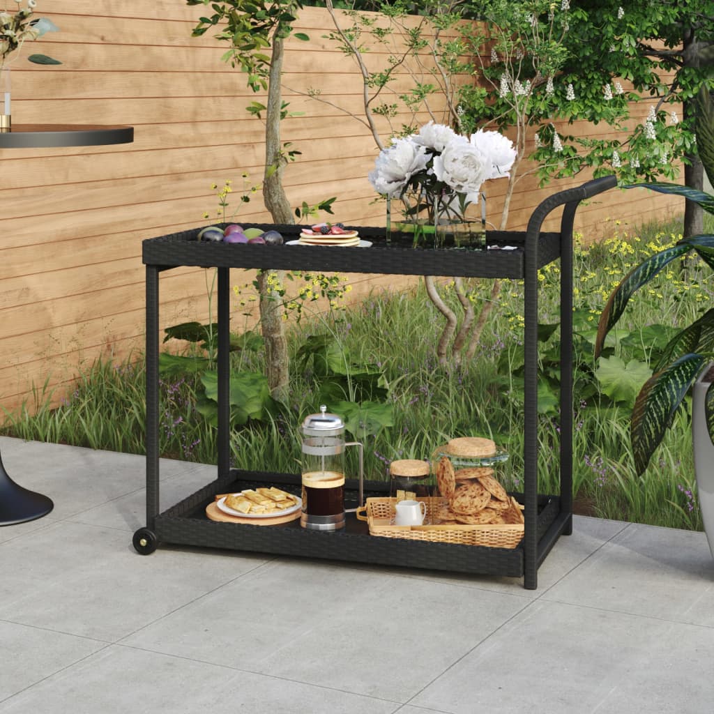 vidaXL Cărucior de bar, negru, 100x45x83 cm, poliratan vidaXL Cărucior de bar, negru, 100x45x83 cm, poliratan
