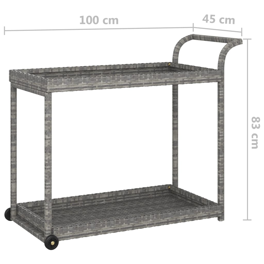 vidaXL Cărucior de bar, gri, 100x45x83 cm, poliratan