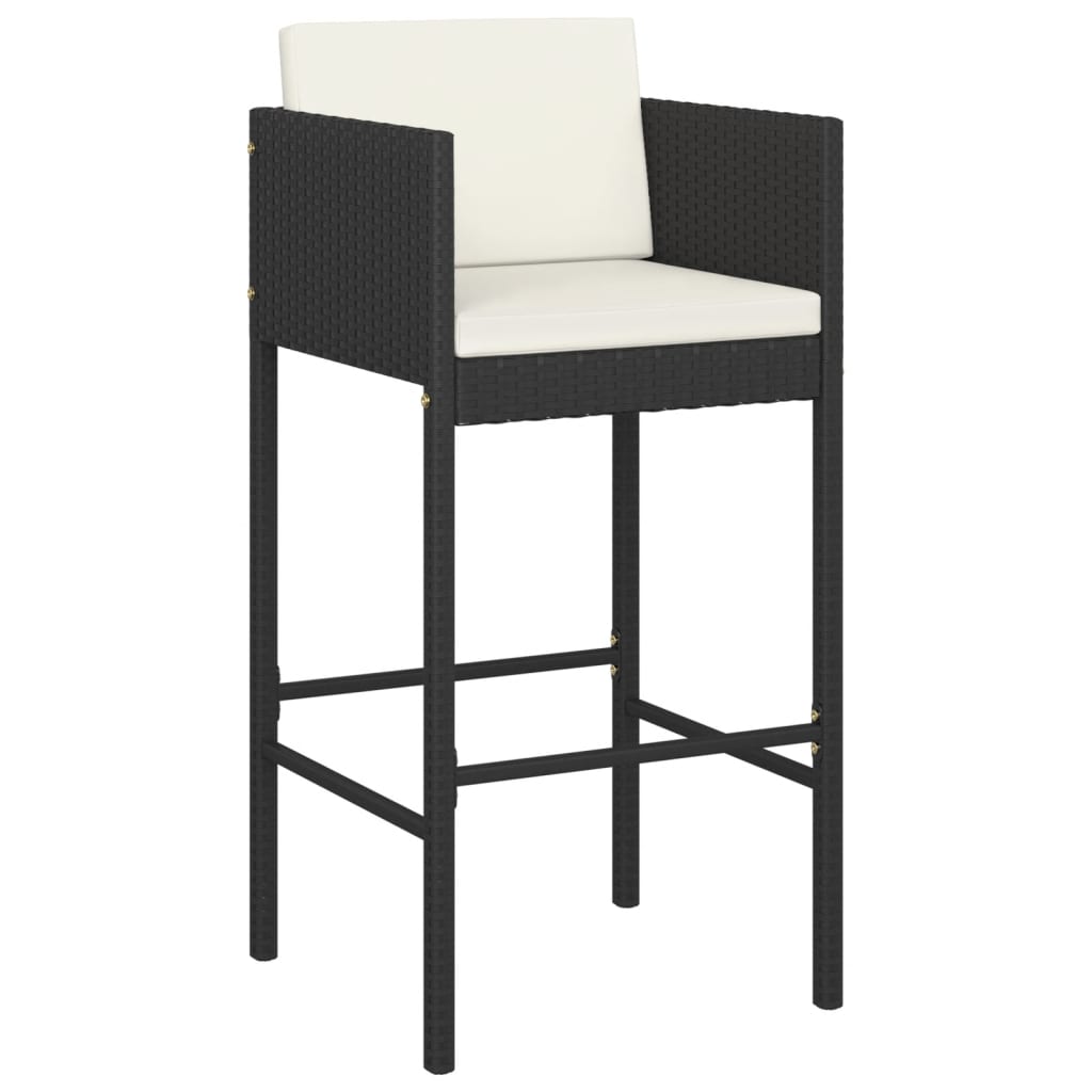 vidaXL Scaune de bar cu perne, 2 buc., negru, poliratan vidaXL Scaune de bar cu perne, 2 buc., negru, poliratan