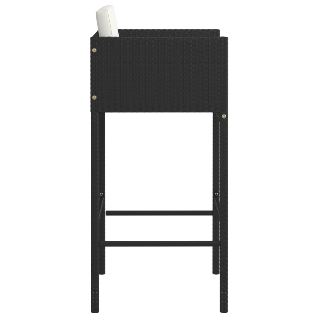 vidaXL Scaune de bar cu perne, 2 buc., negru, poliratan vidaXL Scaune de bar cu perne, 2 buc., negru, poliratan