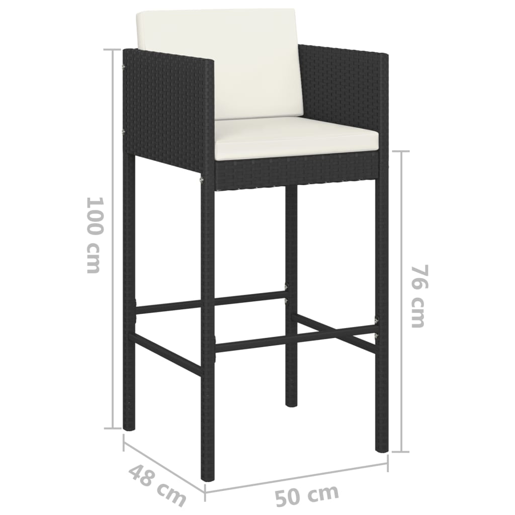 vidaXL Scaune de bar cu perne, 4 buc., negru, poliratan vidaXL Scaune de bar cu perne, 4 buc., negru, poliratan