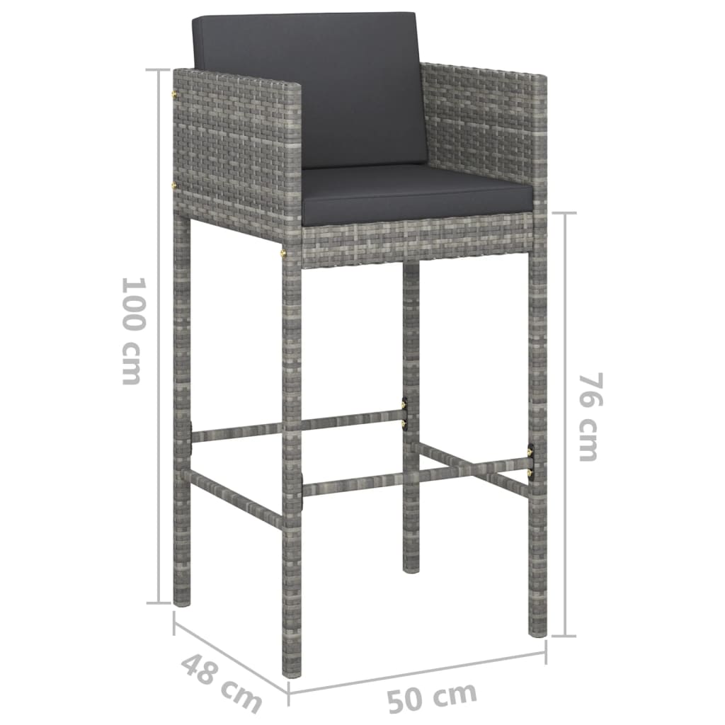 vidaXL Scaune de bar cu perne, 4 buc., gri, poliratan vidaXL Scaune de bar cu perne, 4 buc., gri, poliratan