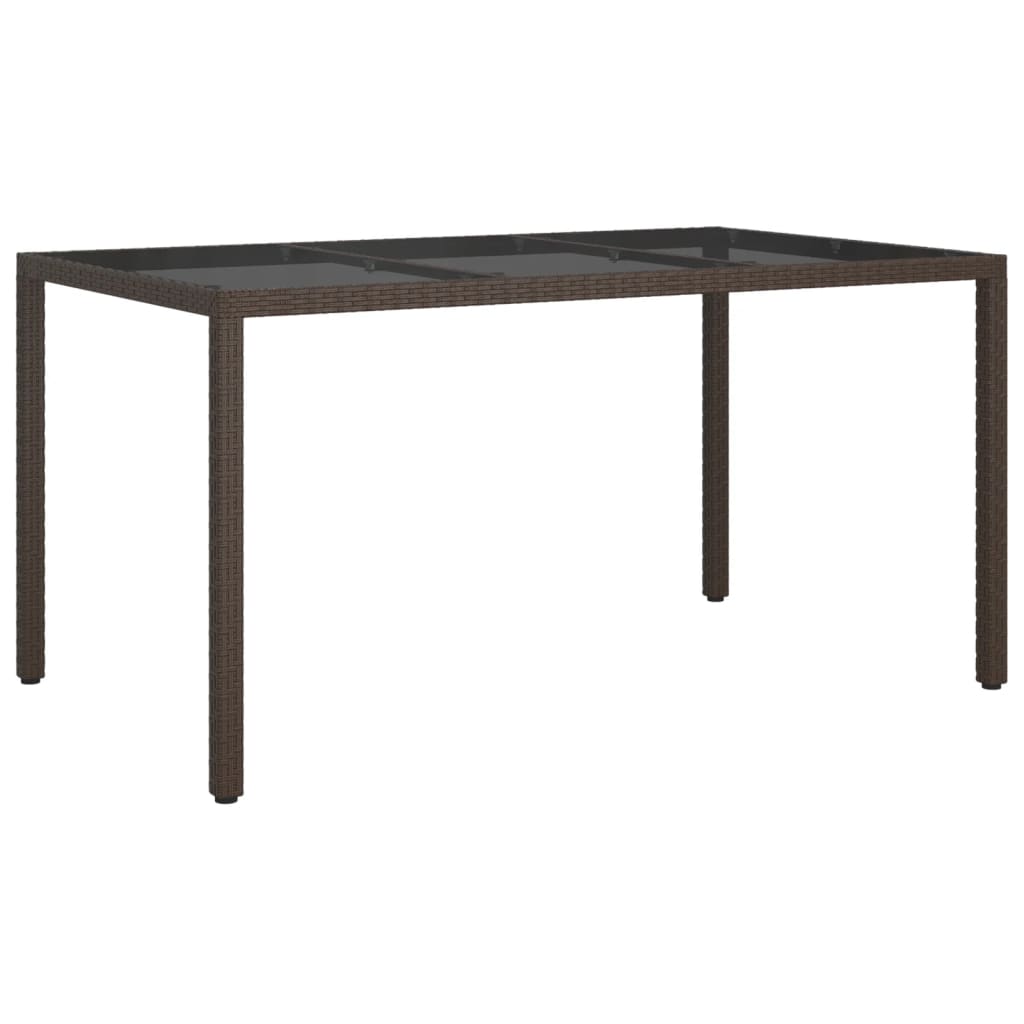 vidaXL Masă de grădină, maro, 150x90x75 cm sticlă securizată&poliratan