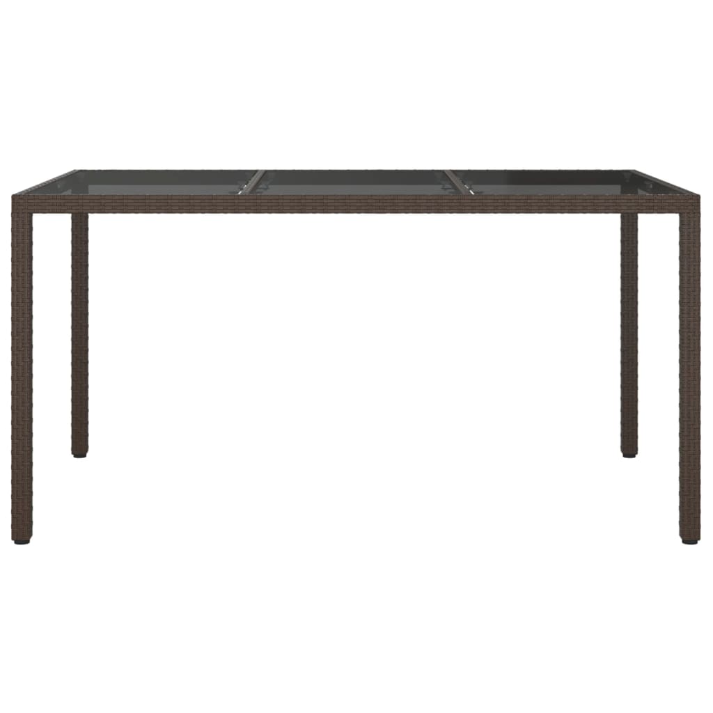 vidaXL Masă de grădină, maro, 150x90x75 cm sticlă securizată&poliratan