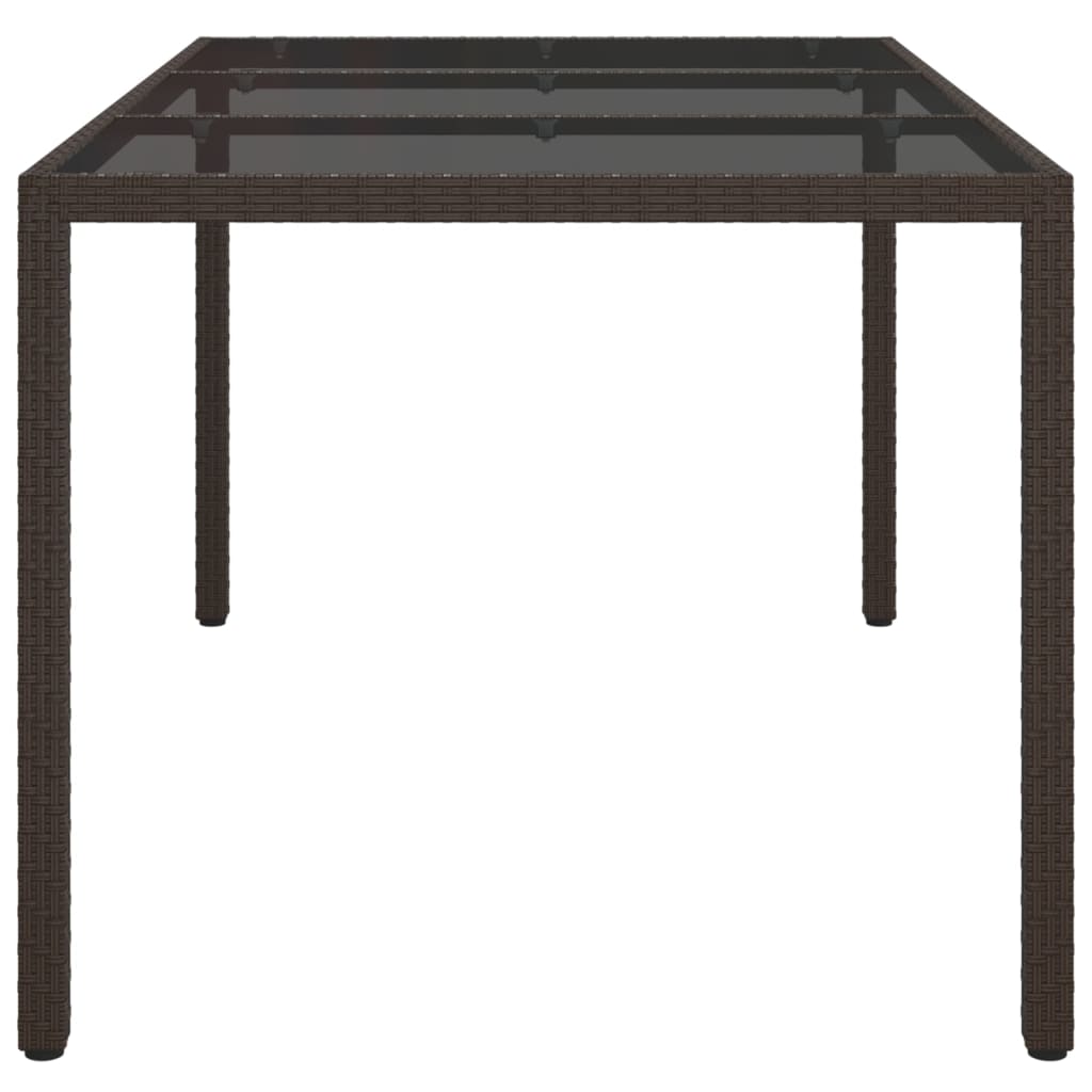vidaXL Masă de grădină, maro, 150x90x75 cm sticlă securizată&poliratan