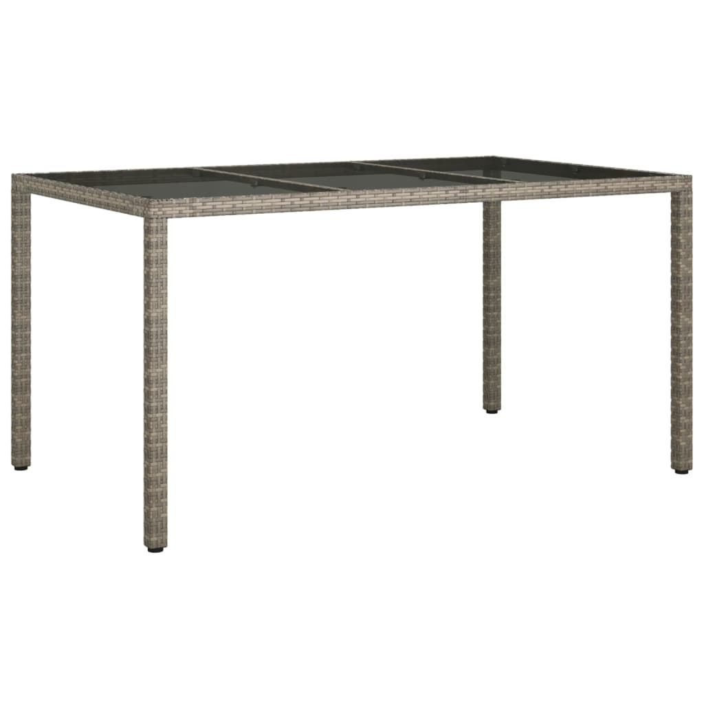 vidaXL Masă de grădină, gri, 150x90x75 cm, sticlă securizată/poliratan vidaXL Masă de grădină, gri, 150x90x75 cm, sticlă securizată/poliratan