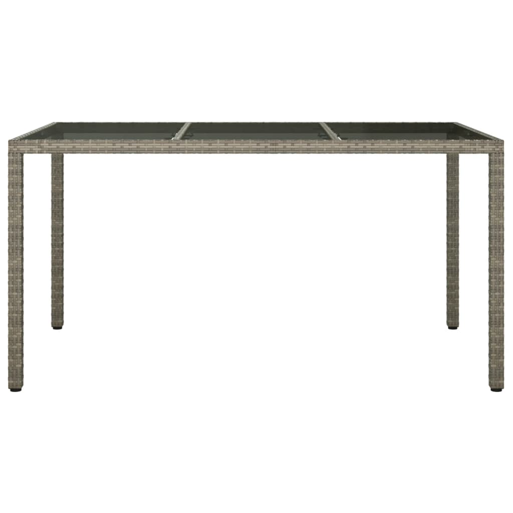 vidaXL Masă de grădină, gri, 150x90x75 cm, sticlă securizată/poliratan vidaXL Masă de grădină, gri, 150x90x75 cm, sticlă securizată/poliratan
