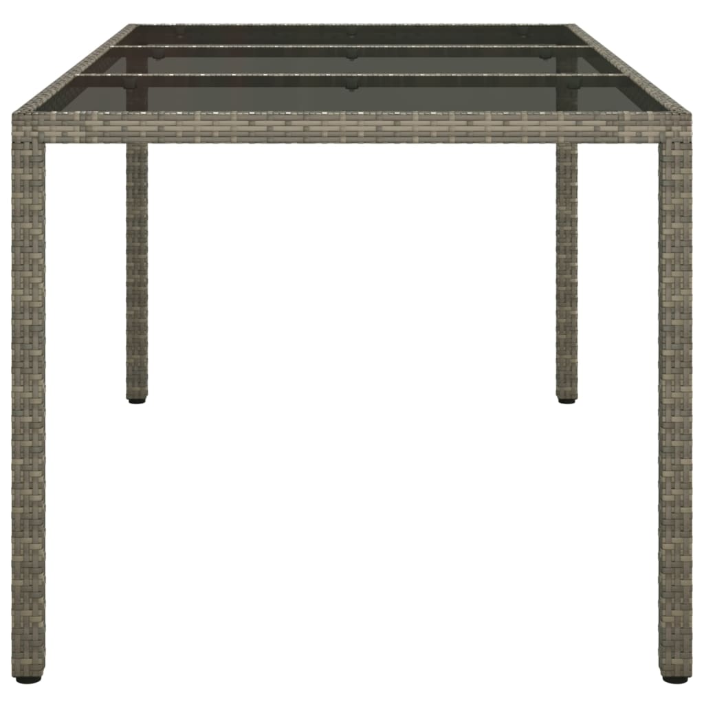 vidaXL Masă de grădină, gri, 150x90x75 cm, sticlă securizată/poliratan vidaXL Masă de grădină, gri, 150x90x75 cm, sticlă securizată/poliratan