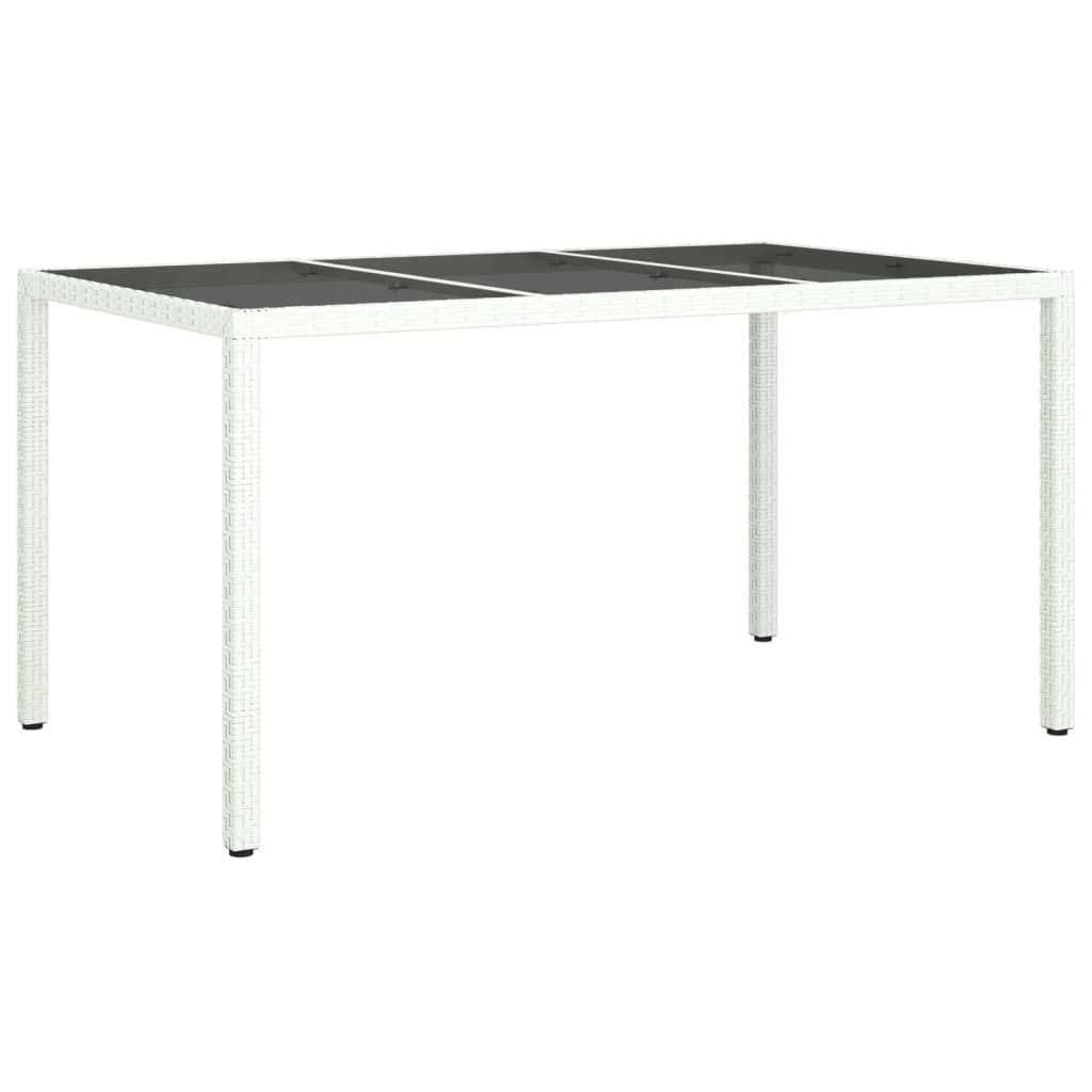 vidaXL Masă de grădină alb 150x90x75 cm sticlă securizată & poliratan vidaXL Masă de grădină alb 150x90x75 cm sticlă securizată & poliratan