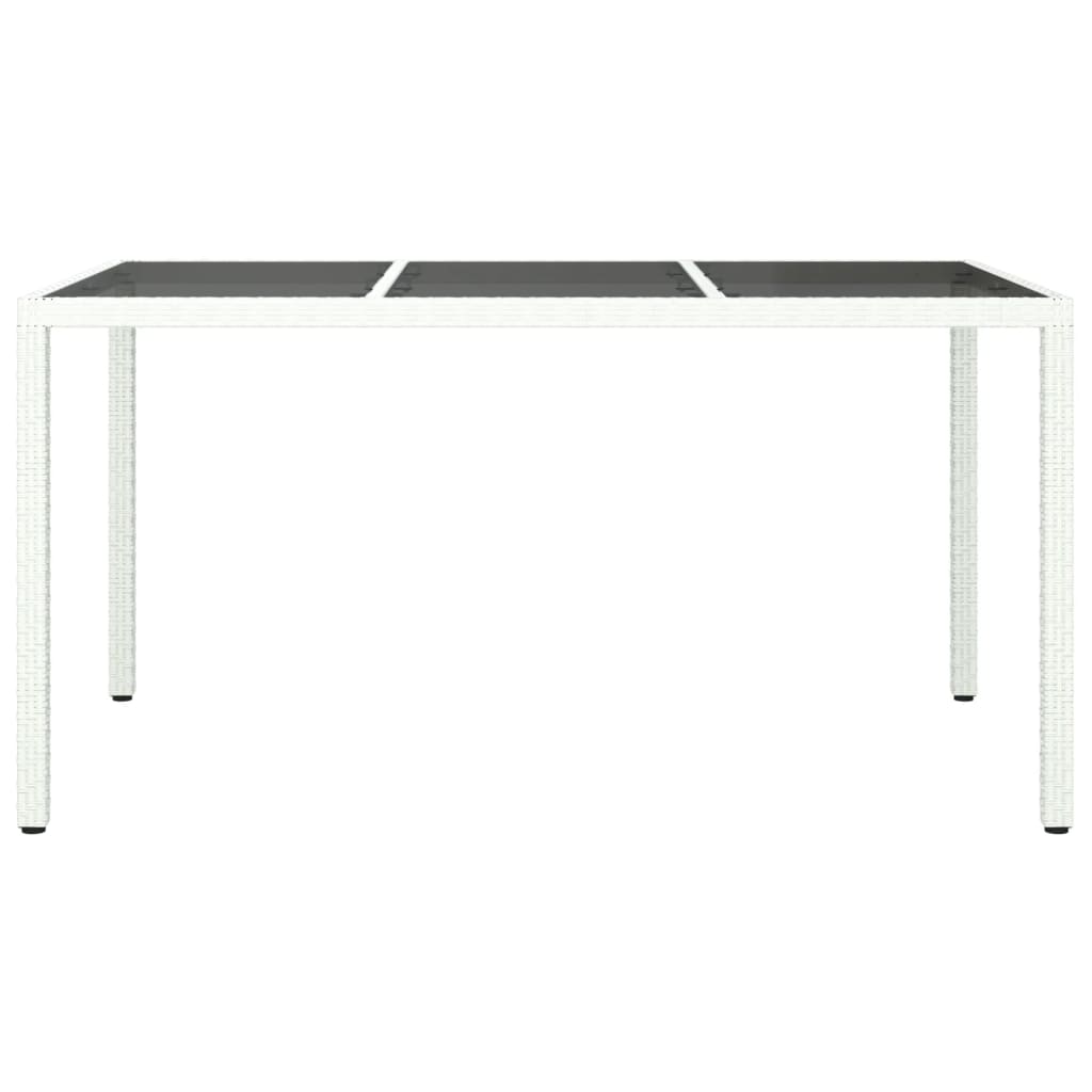 vidaXL Masă de grădină alb 150x90x75 cm sticlă securizată & poliratan vidaXL Masă de grădină alb 150x90x75 cm sticlă securizată & poliratan