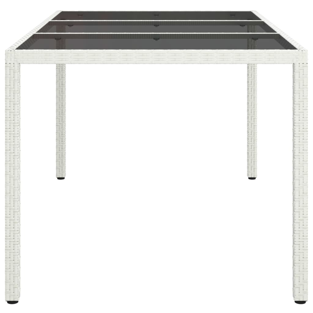 vidaXL Masă de grădină alb 150x90x75 cm sticlă securizată & poliratan vidaXL Masă de grădină alb 150x90x75 cm sticlă securizată & poliratan