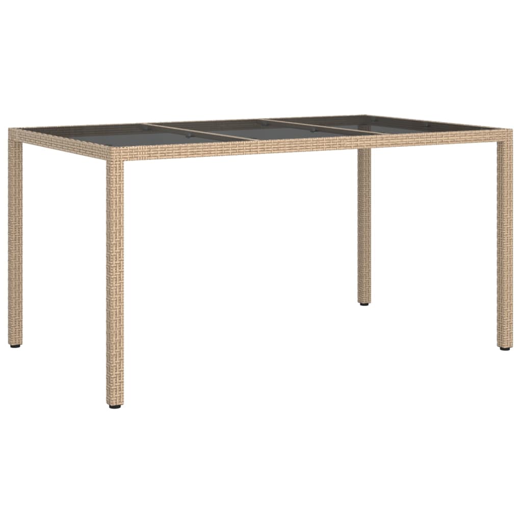 vidaXL Masă de grădină bej 150x90x75 cm sticlă securizată & poliratan vidaXL Masă de grădină bej 150x90x75 cm sticlă securizată & poliratan