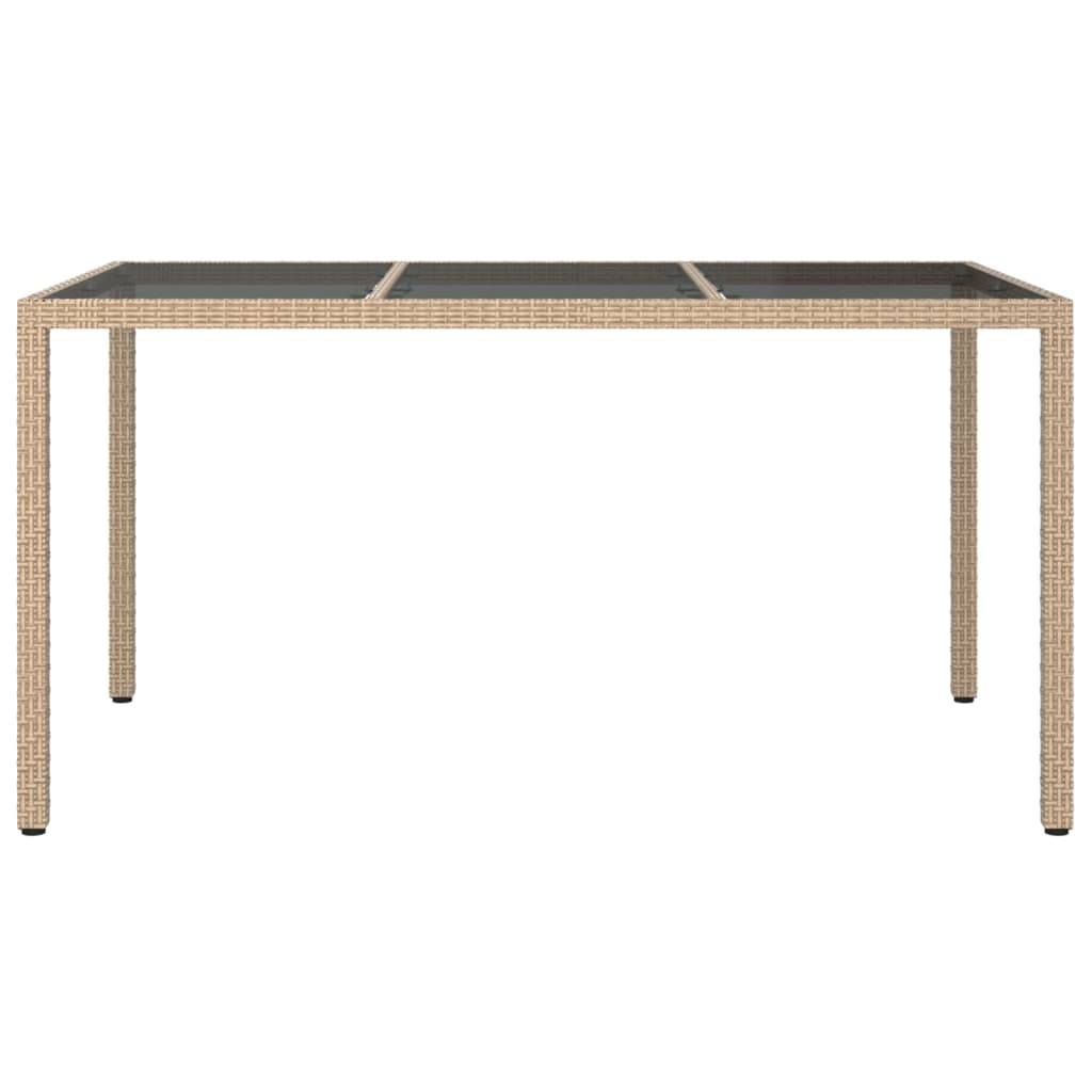 vidaXL Masă de grădină bej 150x90x75 cm sticlă securizată & poliratan vidaXL Masă de grădină bej 150x90x75 cm sticlă securizată & poliratan