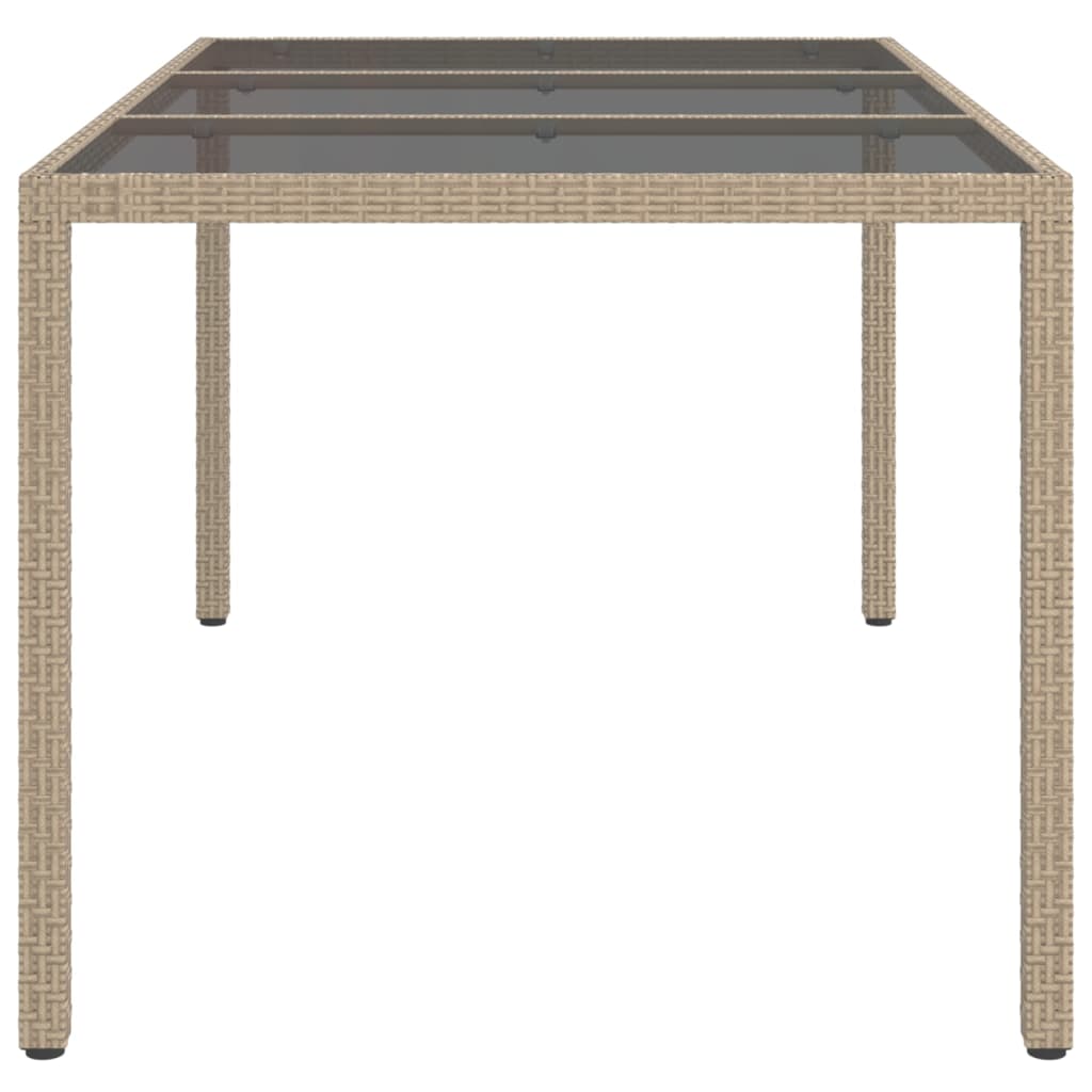 vidaXL Masă de grădină bej 150x90x75 cm sticlă securizată & poliratan vidaXL Masă de grădină bej 150x90x75 cm sticlă securizată & poliratan