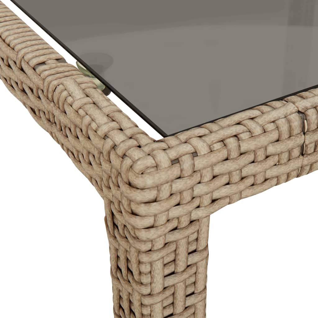 vidaXL Masă de grădină bej 150x90x75 cm sticlă securizată & poliratan vidaXL Masă de grădină bej 150x90x75 cm sticlă securizată & poliratan