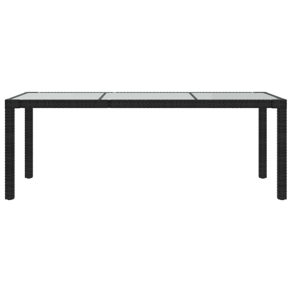 vidaXL Masă de grădină,negru,190x90x75cm sticlă securizată & poliratan