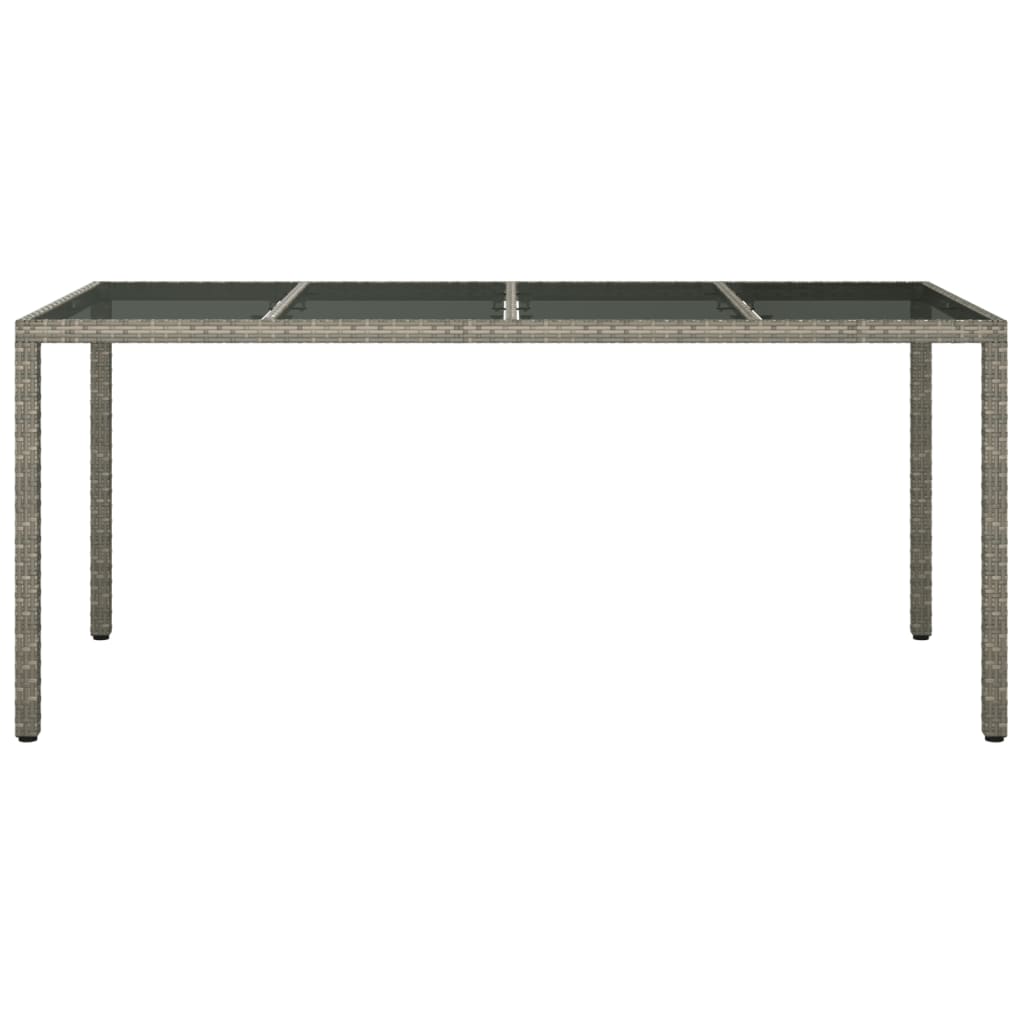 vidaXL Masă de grădină,gri,190x90x75cm sticlă securizată și poliratan vidaXL Masă de grădină,gri,190x90x75cm sticlă securizată și poliratan