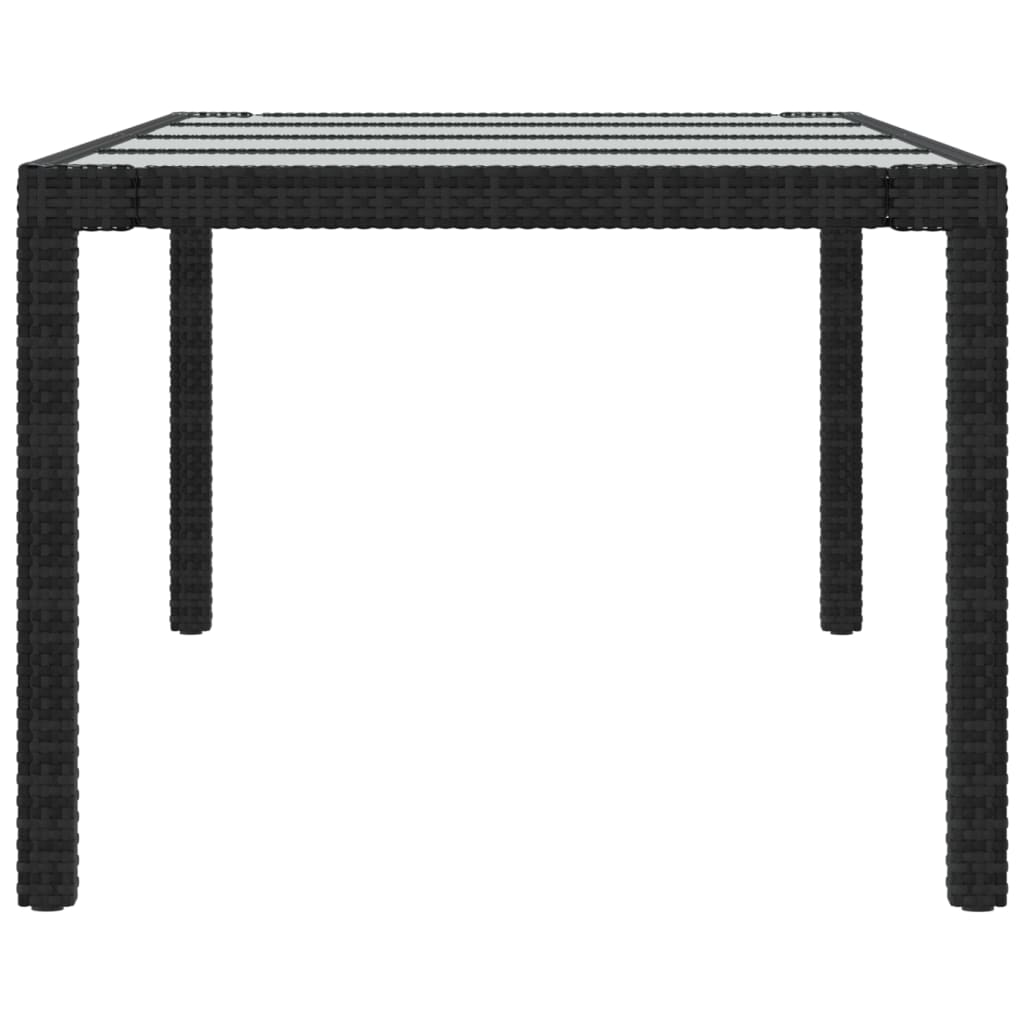 vidaXL Masă grădină negru 250x100x75 cm sticlă securizată & poliratan