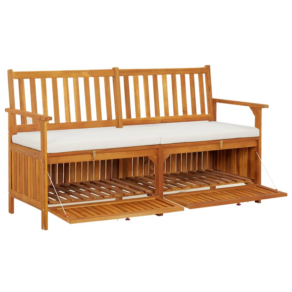 vidaXL Bancă de depozitare cu pernă, 148 cm, lemn masiv de acacia