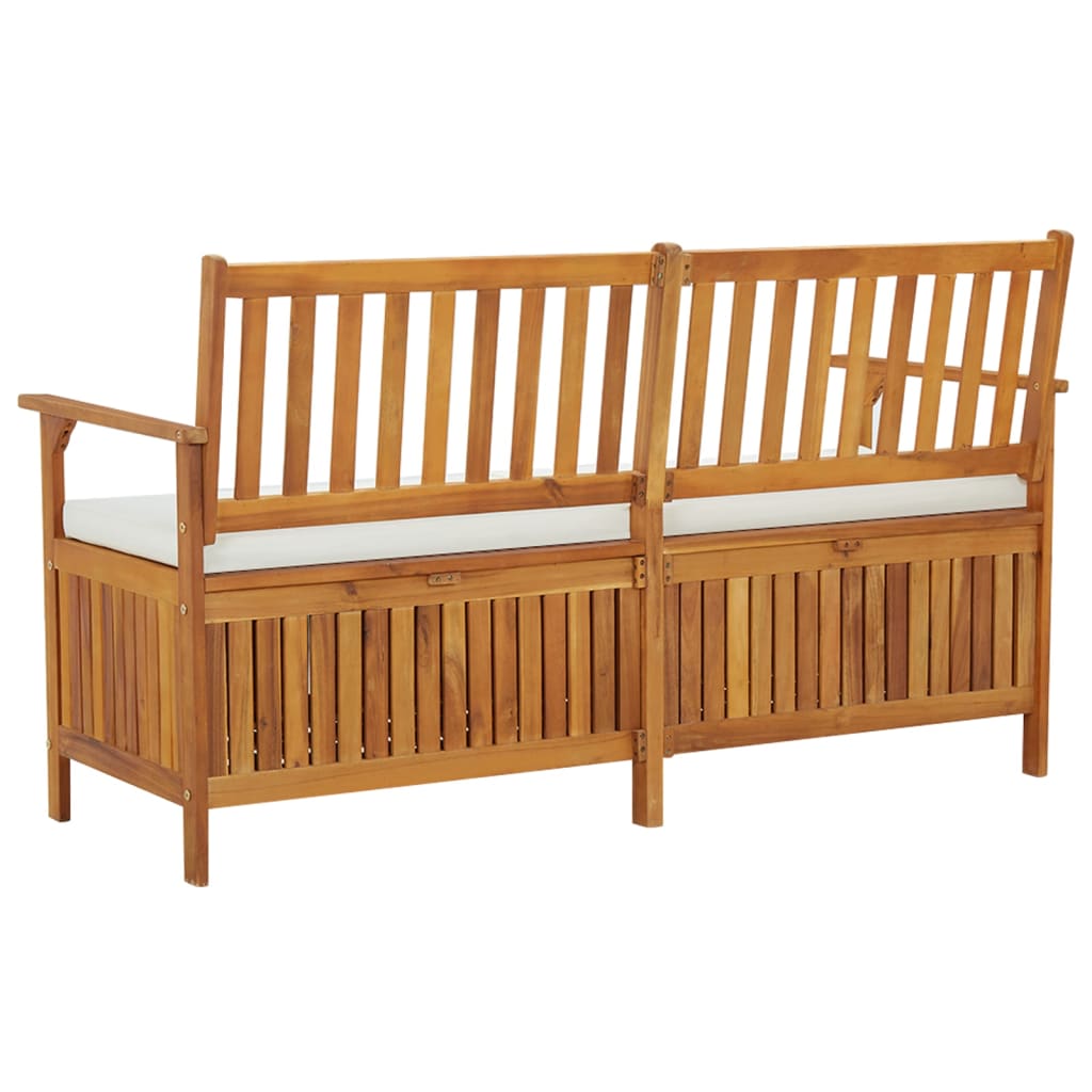 vidaXL Bancă de depozitare cu pernă, 148 cm, lemn masiv de acacia
