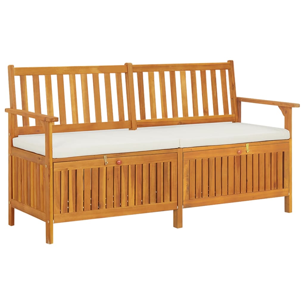 vidaXL Bancă de depozitare cu pernă, 148 cm, lemn masiv de acacia
