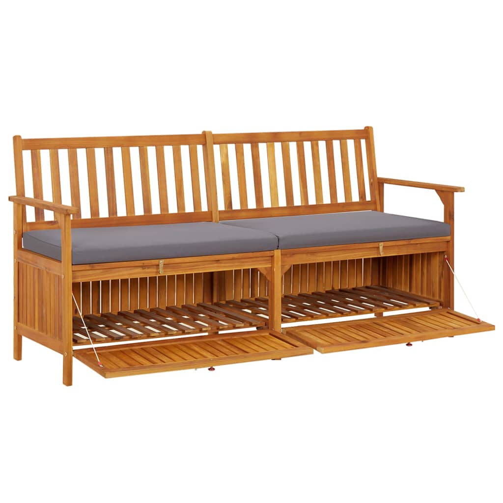 vidaXL Bancă de depozitare cu pernă, 170 cm, lemn masiv de acacia