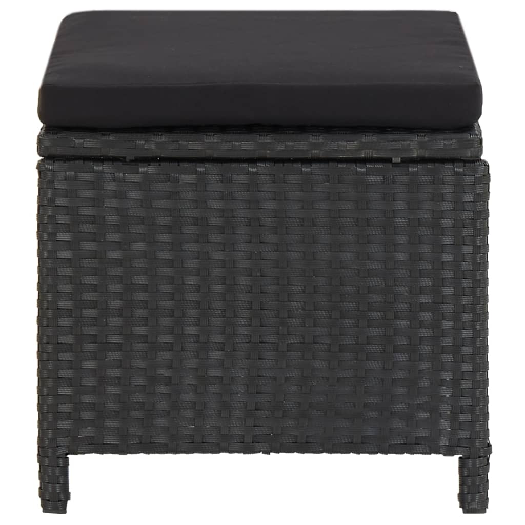 vidaXL Taburete de grădină cu perne, 4 buc., negru, poliratan vidaXL Taburete de grădină cu perne, 4 buc., negru, poliratan
