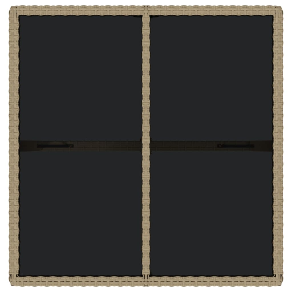 vidaXL Masă de grădină, bej, 109x107x74 cm, poliratan și sticlă vidaXL Masă de grădină, bej, 109x107x74 cm, poliratan și sticlă