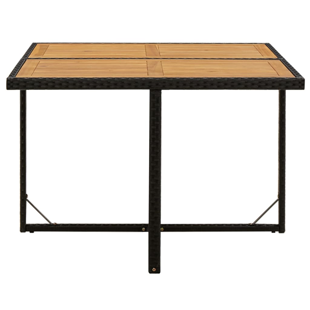 vidaXL Masă de grădină, negru, 109x107x74 cm, poliratan și lemn acacia vidaXL Masă de grădină, negru, 109x107x74 cm, poliratan și lemn acacia