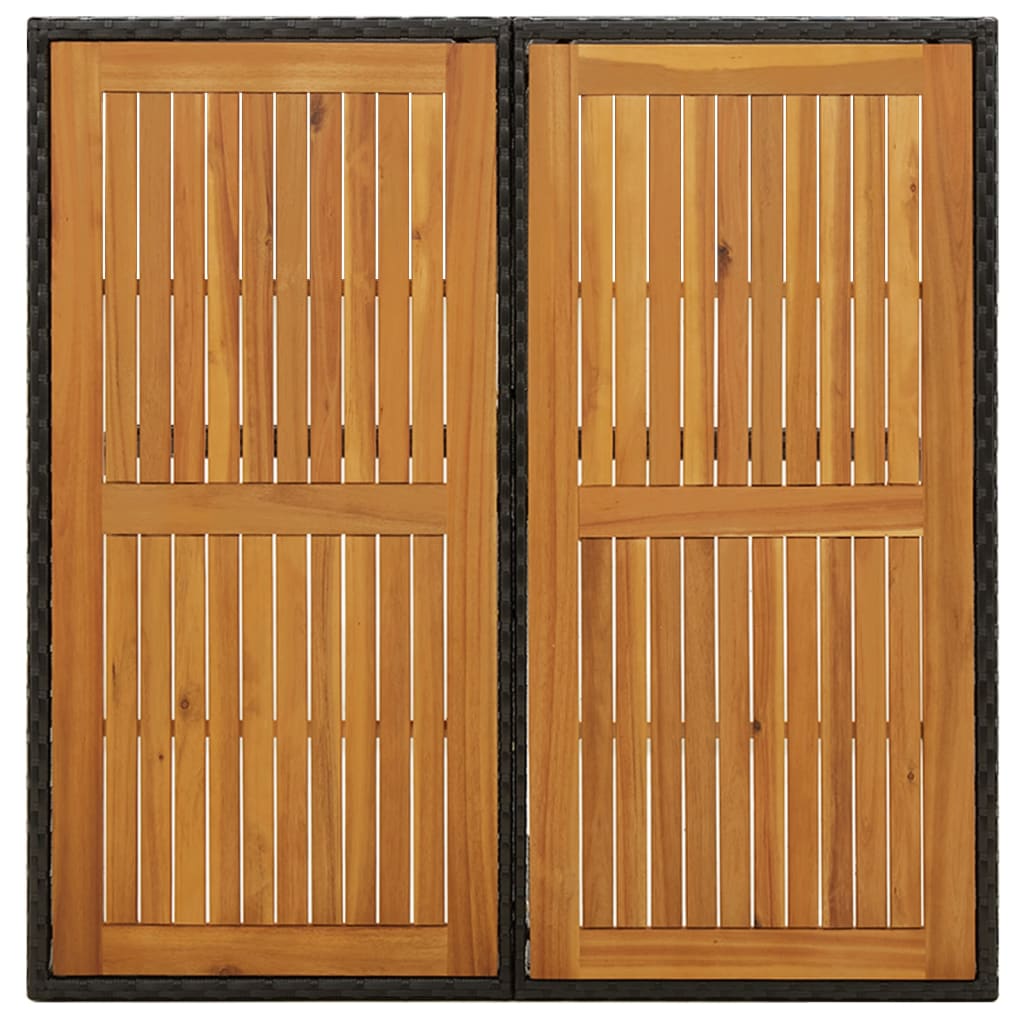 vidaXL Masă de grădină, negru, 109x107x74 cm, poliratan și lemn acacia vidaXL Masă de grădină, negru, 109x107x74 cm, poliratan și lemn acacia
