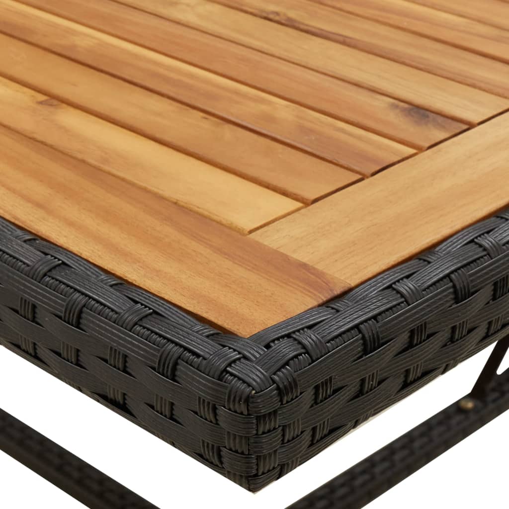 vidaXL Masă de grădină, negru, 109x107x74 cm, poliratan și lemn acacia vidaXL Masă de grădină, negru, 109x107x74 cm, poliratan și lemn acacia