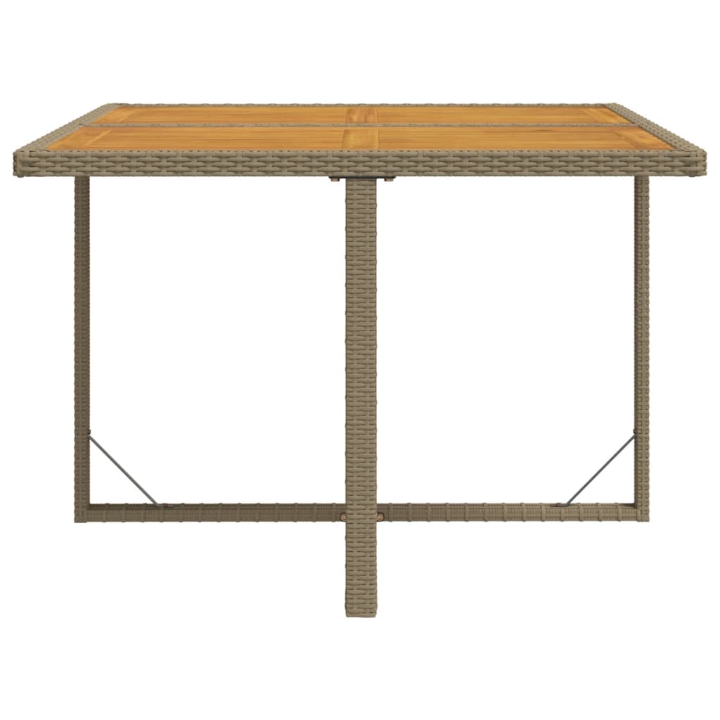 vidaXL Masă grădină, bej, 109x107x74 cm, poliratan/ lemn masiv acacia