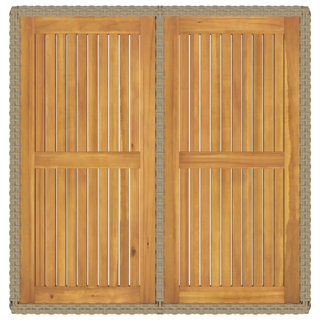 vidaXL Masă grădină, bej, 109x107x74 cm, poliratan/ lemn masiv acacia