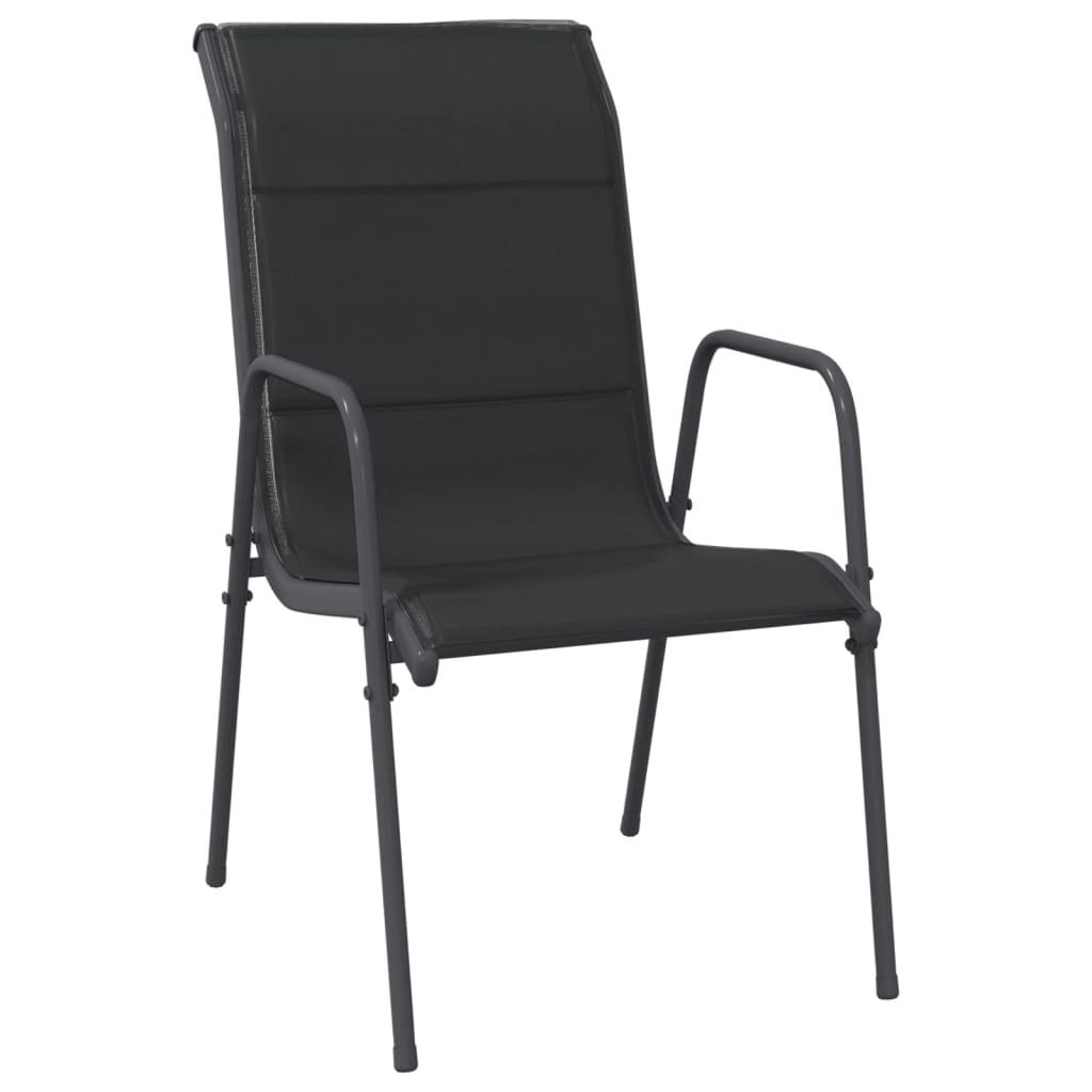 vidaXL Scaune de grădină, 6 buc., negru, oțel și textilenă vidaXL Scaune de grădină, 6 buc., negru, oțel și textilenă