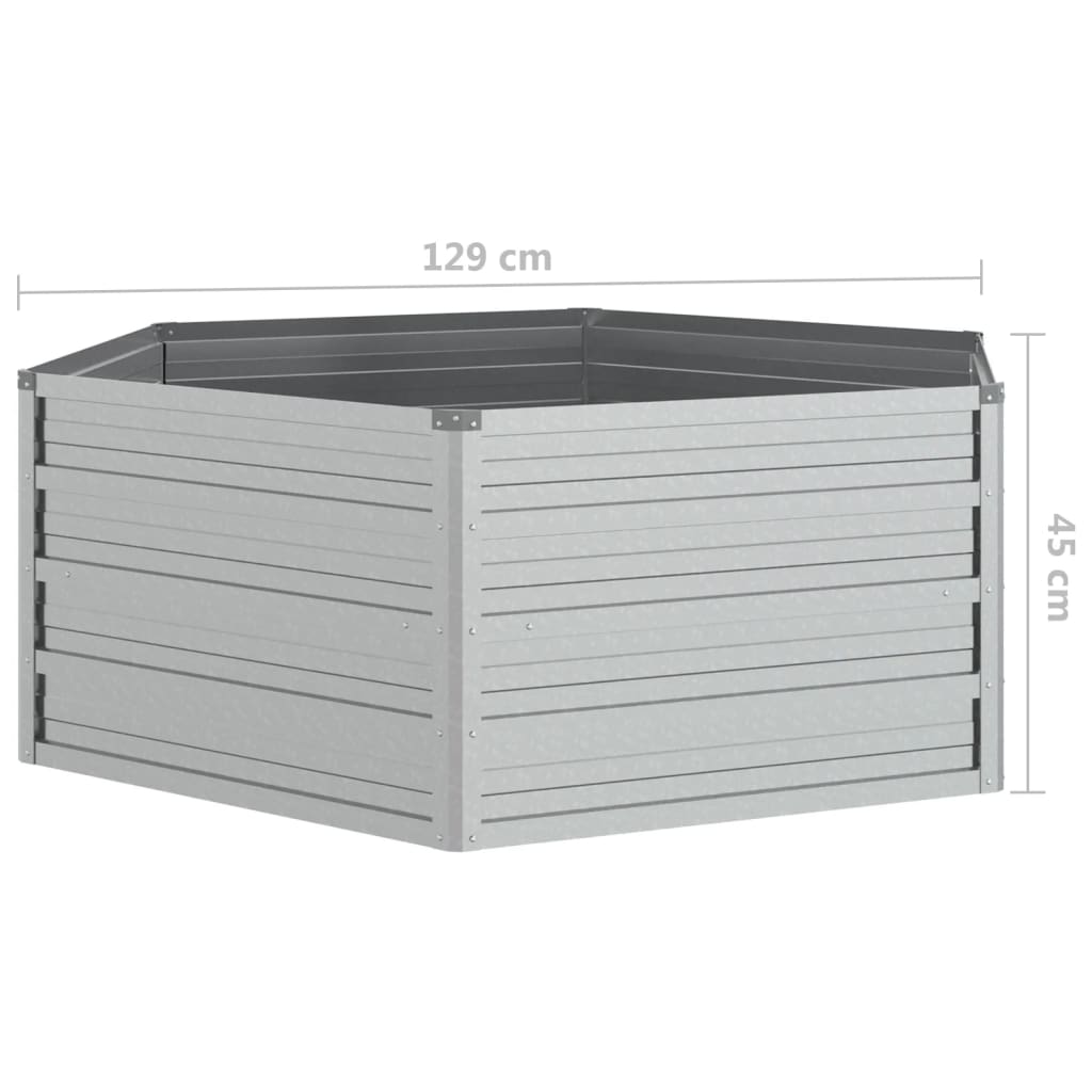 vidaXL Strat înălțat de grădină, argintiu, 129x45 cm, oțel galvanizat vidaXL Strat înălțat de grădină, argintiu, 129x45 cm, oțel galvanizat