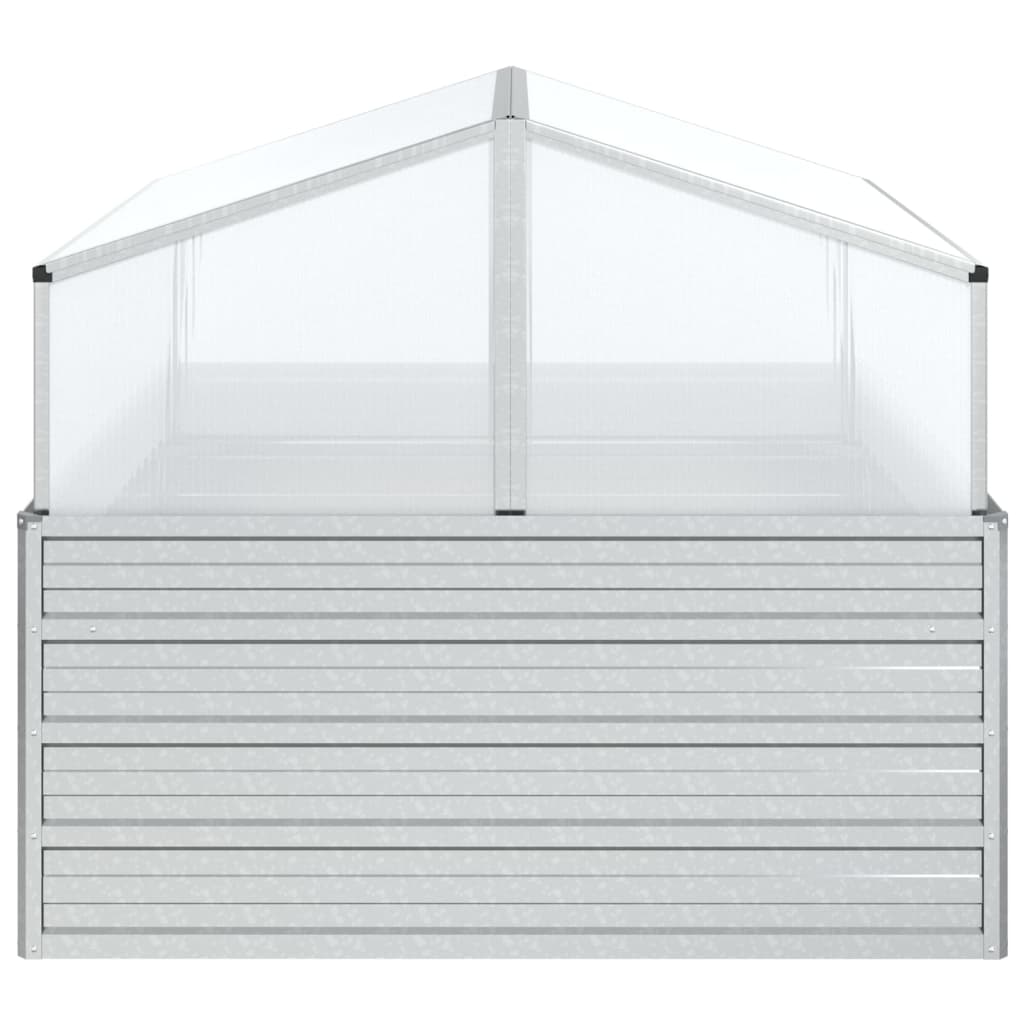vidaXL Strat înălțat cu seră de grădină, argintiu, 100x100x85 cm vidaXL Strat înălțat cu seră de grădină, argintiu, 100x100x85 cm