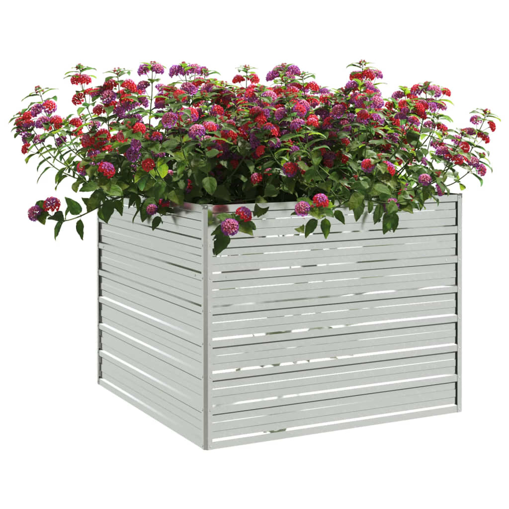 vidaXL Strat înălțat de grădină argintiu 100x100x77cm oțel galvanizat vidaXL Strat înălțat de grădină argintiu 100x100x77cm oțel galvanizat