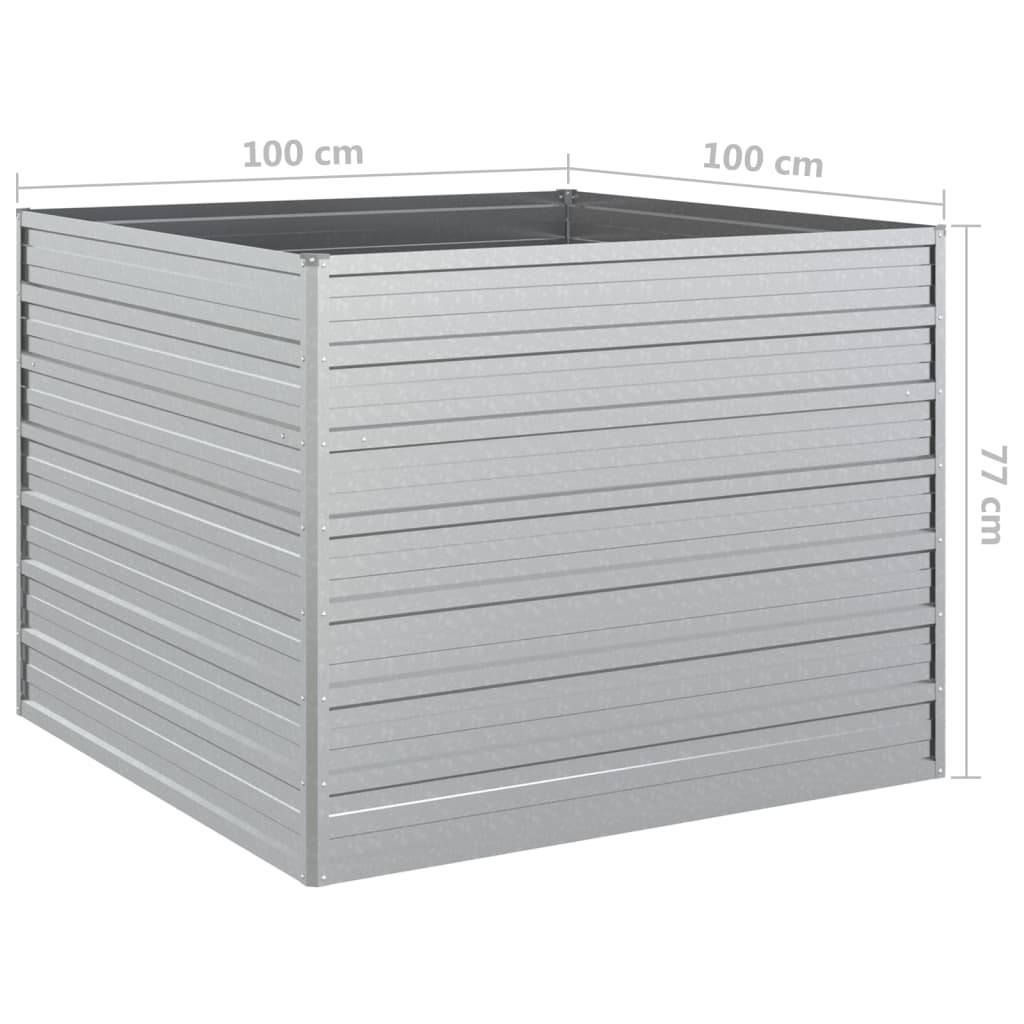 vidaXL Strat înălțat de grădină argintiu 100x100x77cm oțel galvanizat vidaXL Strat înălțat de grădină argintiu 100x100x77cm oțel galvanizat