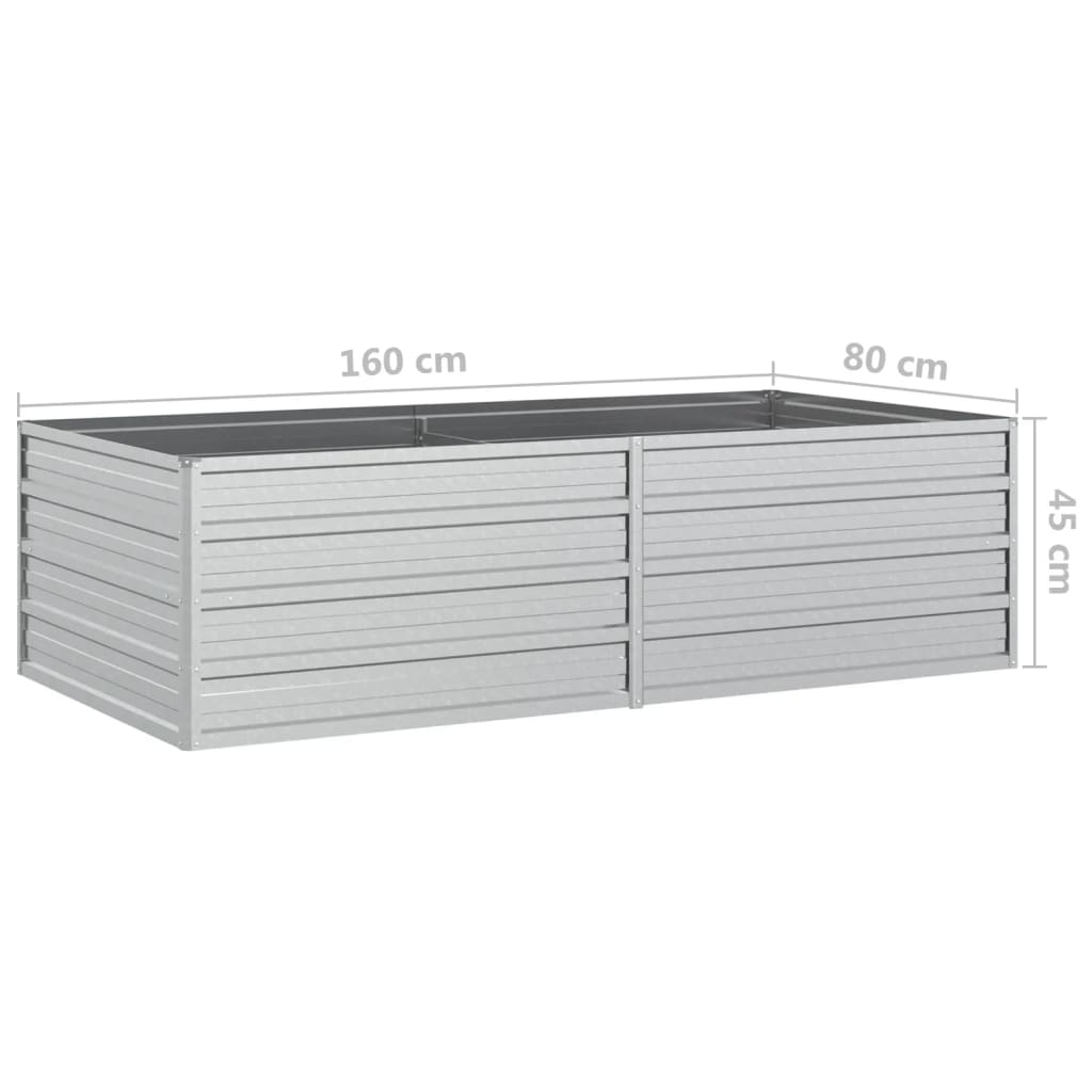 vidaXL Strat înălțat de grădină argintiu 160x80x45 cm oțel galvanizat