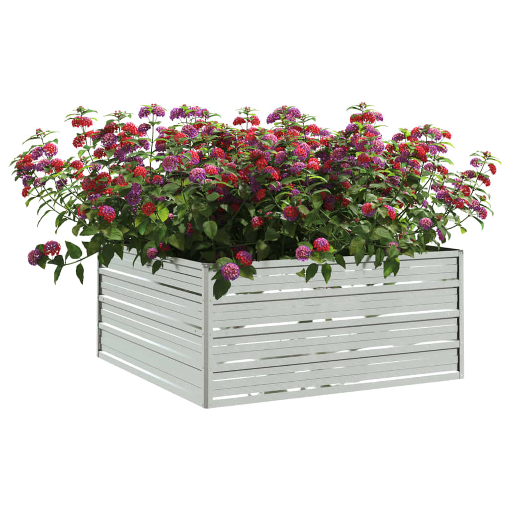 vidaXL Strat înălțat de grădină argintiu 100x100x45cm oțel galvanizat vidaXL Strat înălțat de grădină argintiu 100x100x45cm oțel galvanizat