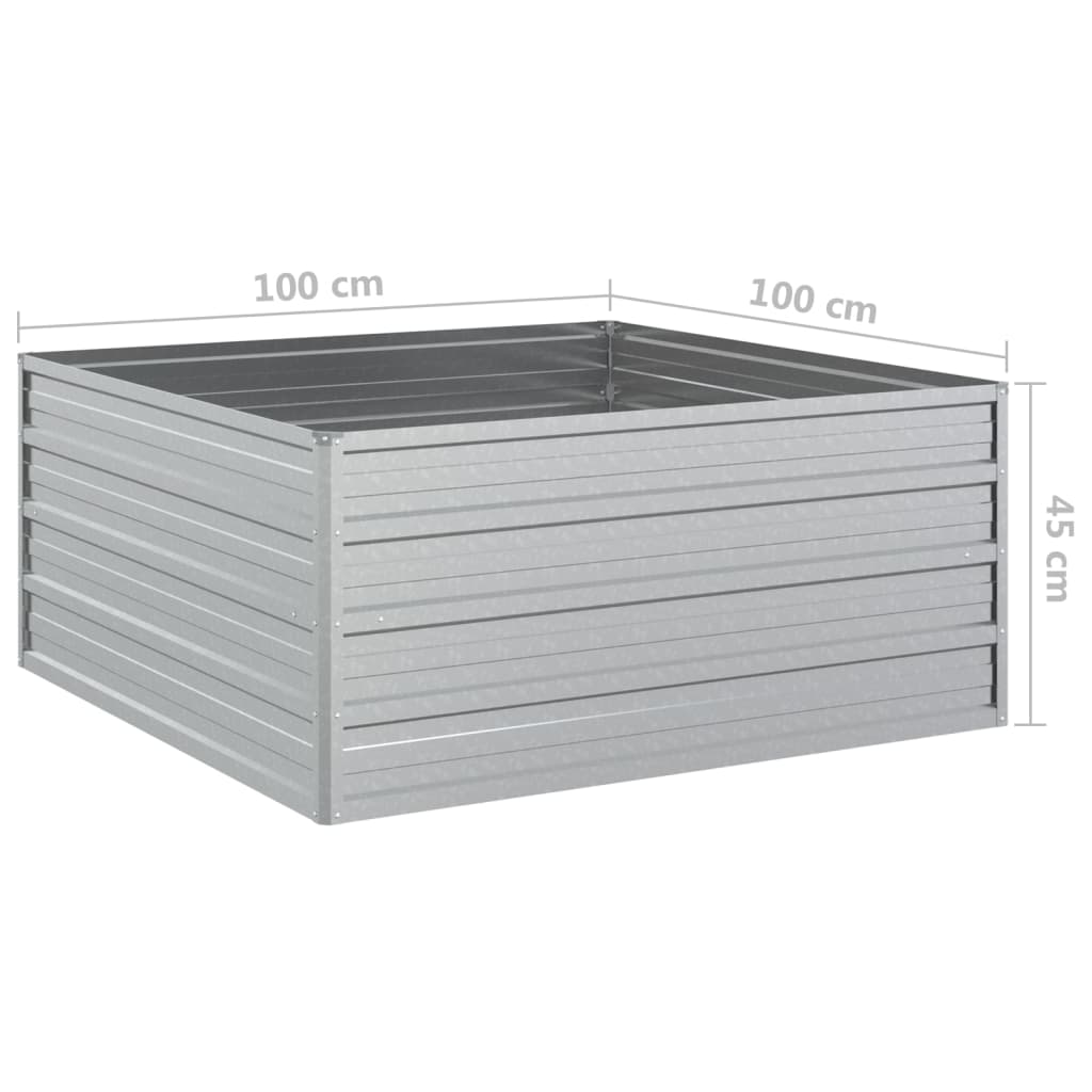 vidaXL Strat înălțat de grădină argintiu 100x100x45cm oțel galvanizat vidaXL Strat înălțat de grădină argintiu 100x100x45cm oțel galvanizat
