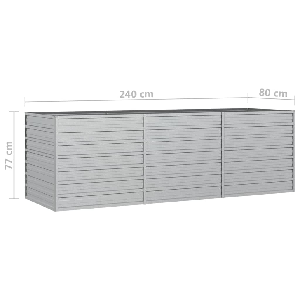 vidaXL Strat înălțat de grădină argintiu 240x80x77 cm oțel galvanizat